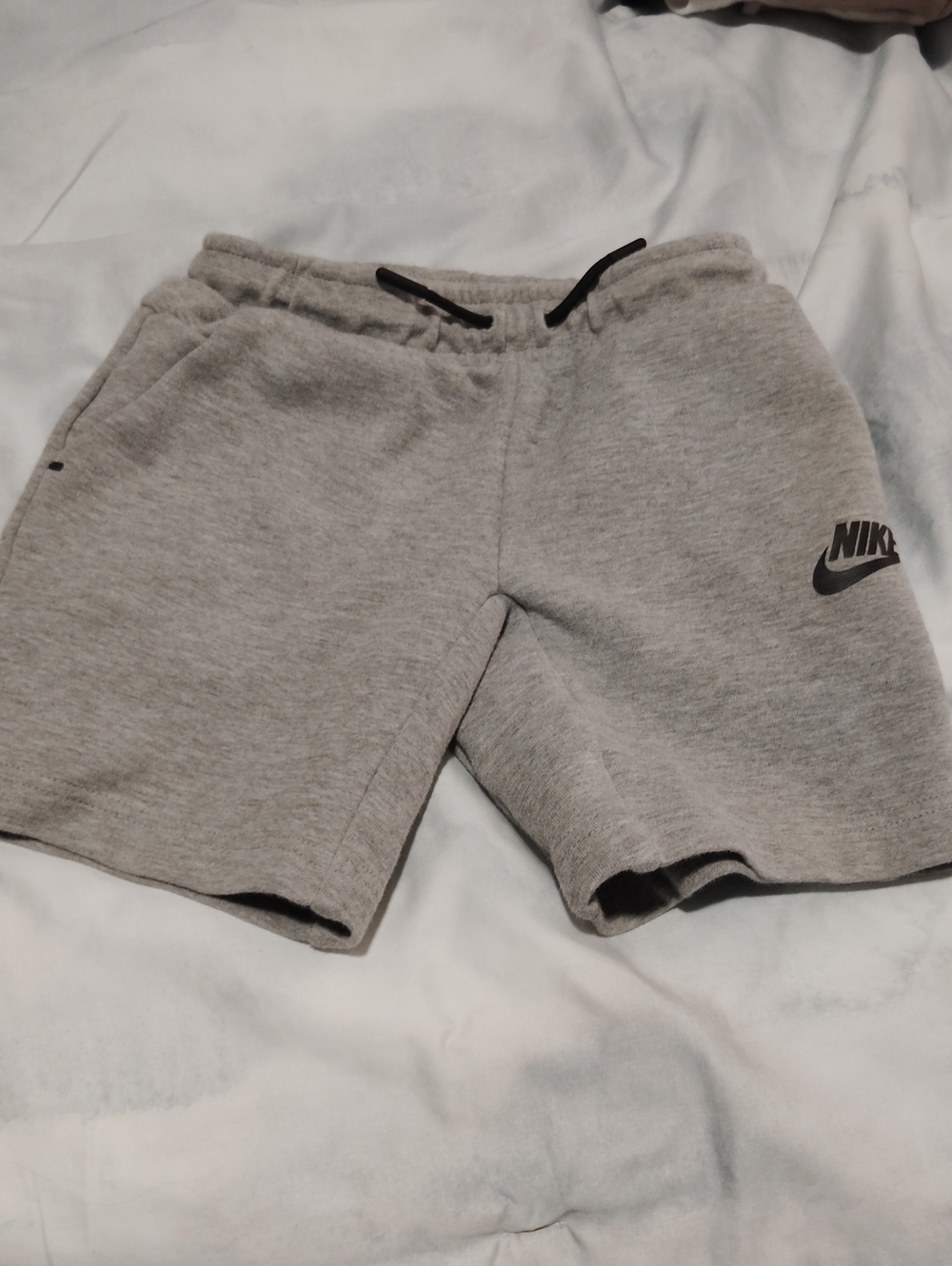 Nike Light Gray Athletic Fleece Shorts with Black Drawstring